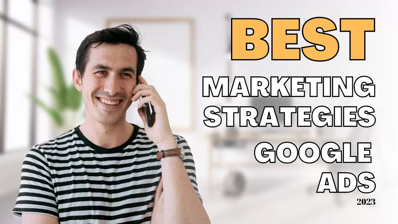 A young man wearing a short-sleeved top with black horizontal stripes was talking on his smartphone, and he looked happy. The best marketing strategy is Google Ads.