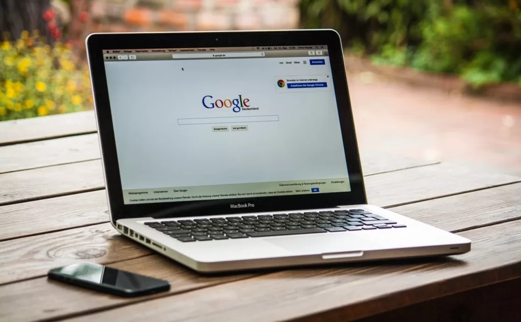 Laptop with Google page