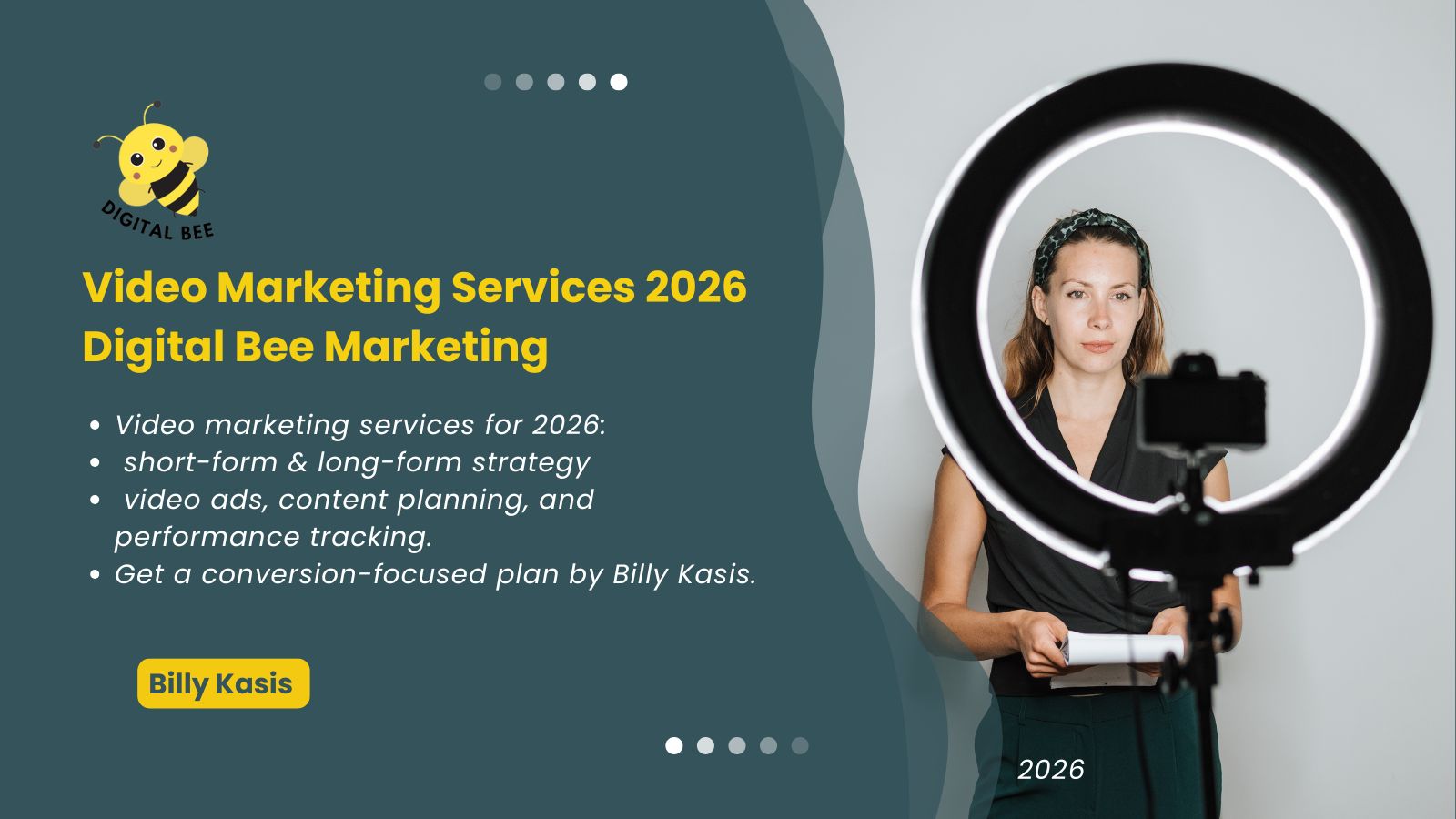 Video marketing services 2026 with short-form and long-form strategy, video ads, content planning and performance tracking by Digital Bee Marketing