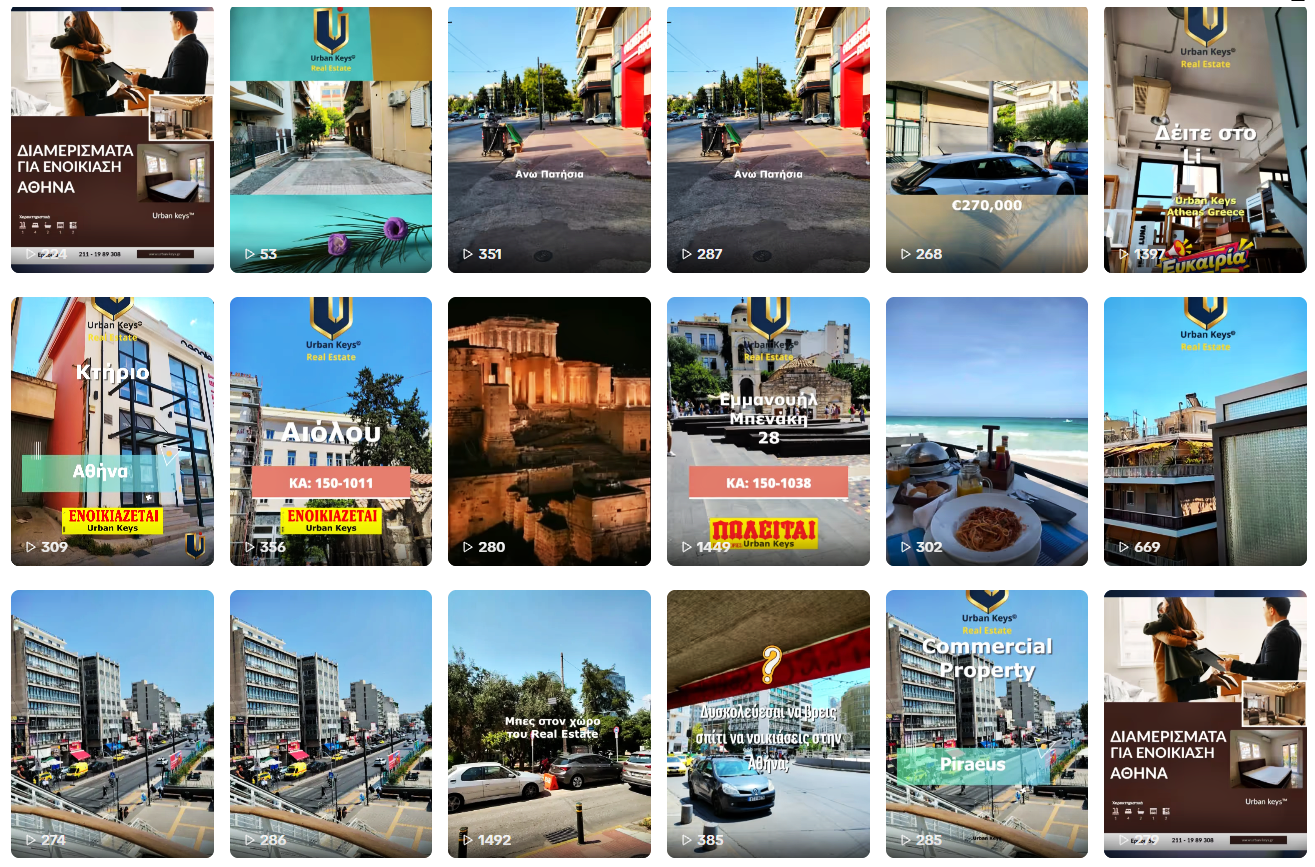 TikTok organic video performance for Urban Keys Real Estate Athens